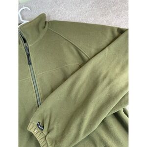 Cabelas Mens Fleece Jacket Tall L Full Zip Outdoor Green Hiking Hunting